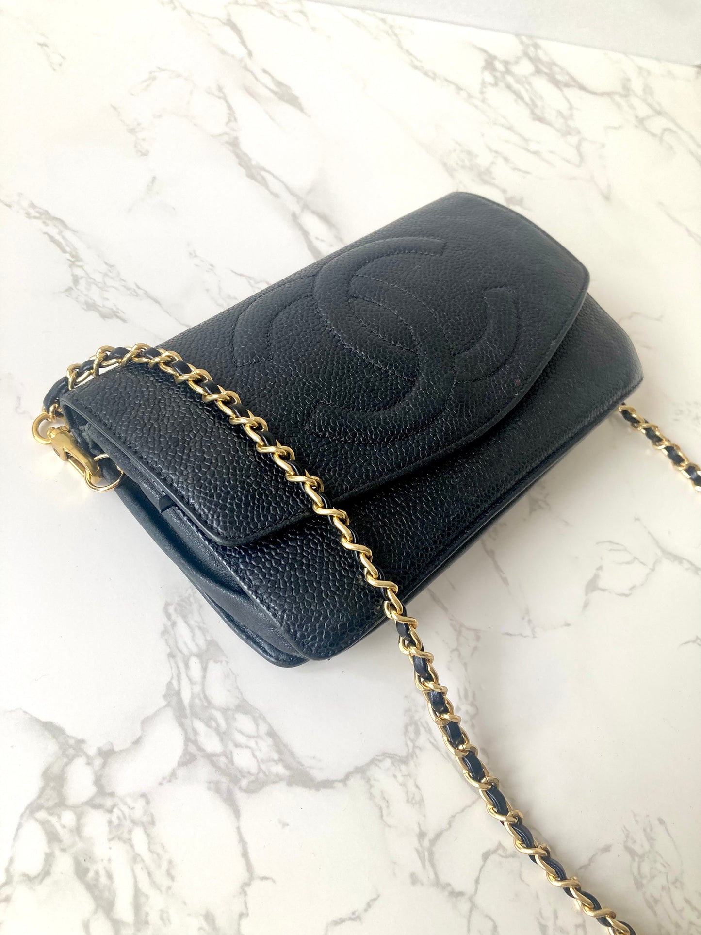 CHANEL Caviar Leather Black Wallet-on-Chain WOC (Add-on)