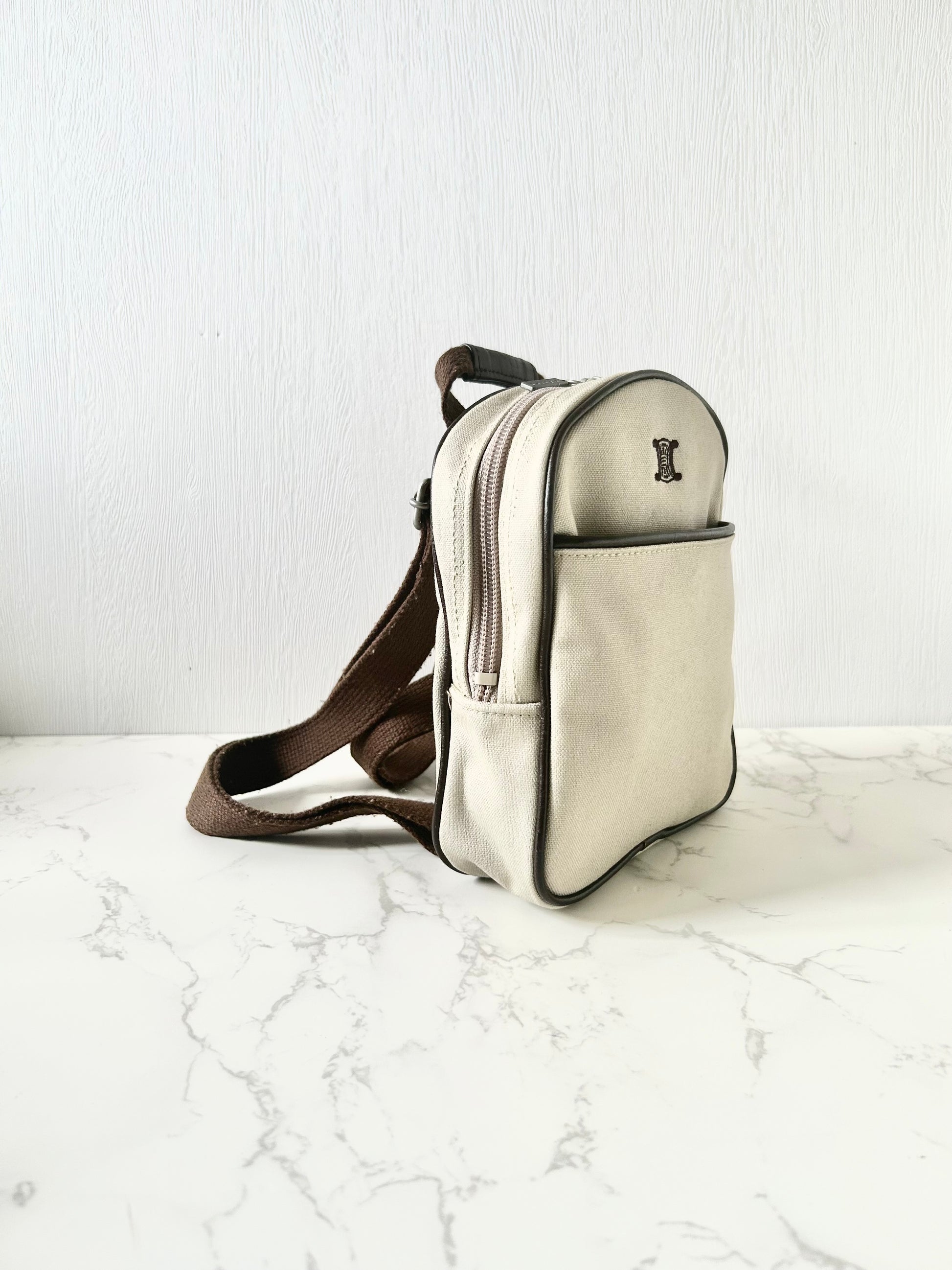 CELINE rare beige black Arc de Triomphe small backpack / rucksack / backpack