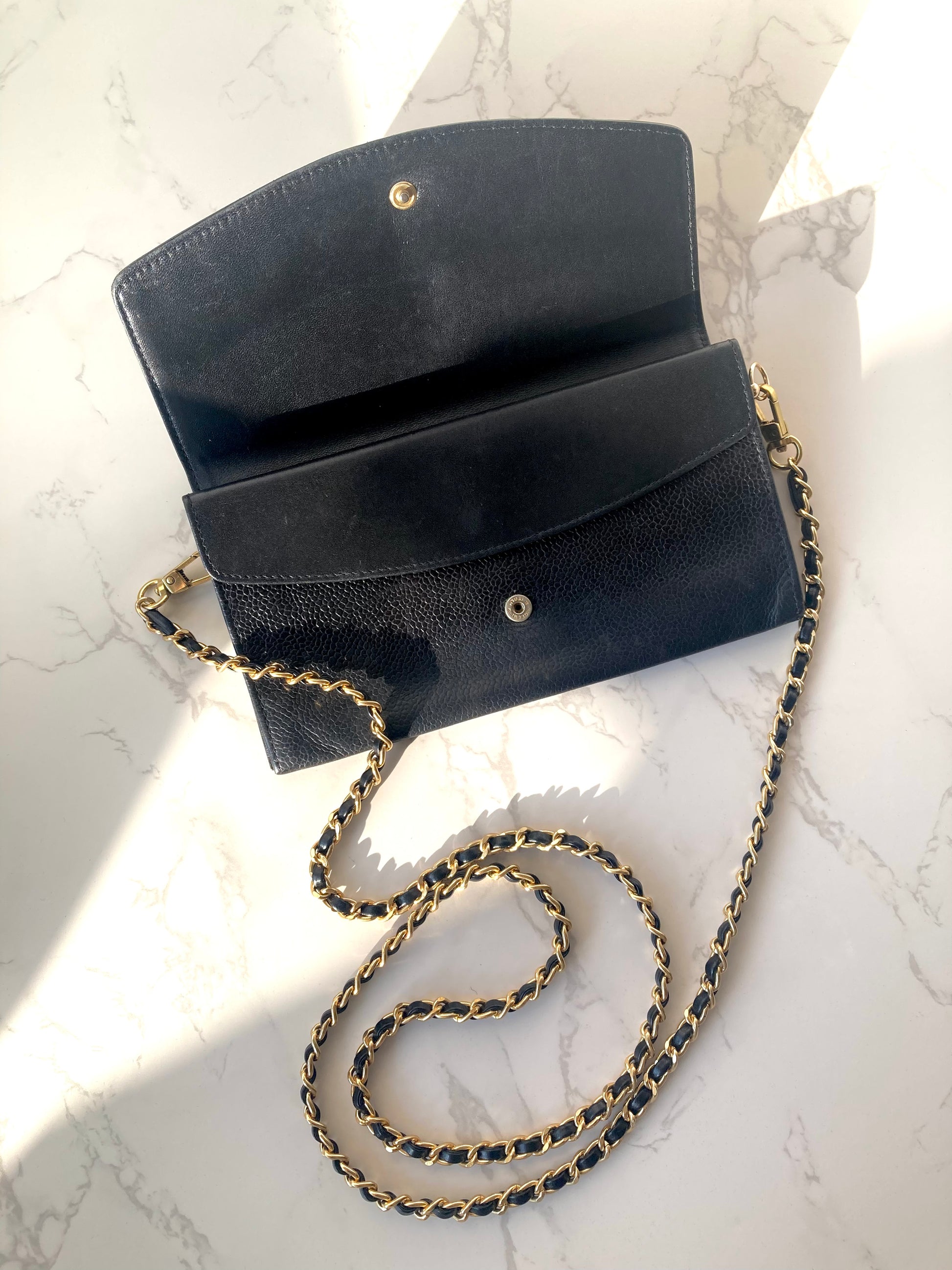 CHANEL Caviar Leather Black Wallet-on-Chain WOC (Add-on)