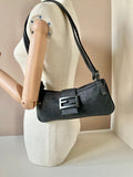 FENDI rare space gray silver fabric baguette underarm bag / side bag
