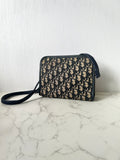 CHRISTIAN DIOR dark blue and black monogram shoulder bag / side bag / oblique bag