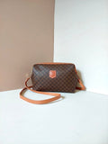 CELINE Medium Cloud Brown Old Flower Leather Side Bag/Messenger Bag/Clutch Bag