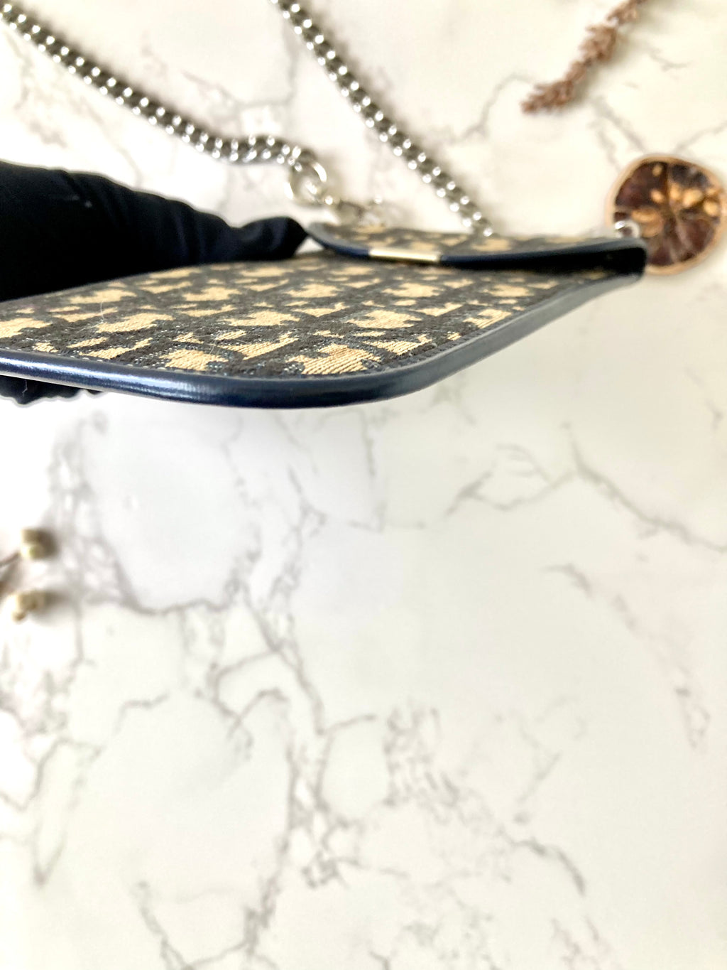 CHRISTIAN DIOR Navy Trotter Phone Case (Add-on Chain)