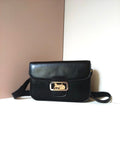 CELINE Classic Carriage Gold Buckle Black Leather Side Bag