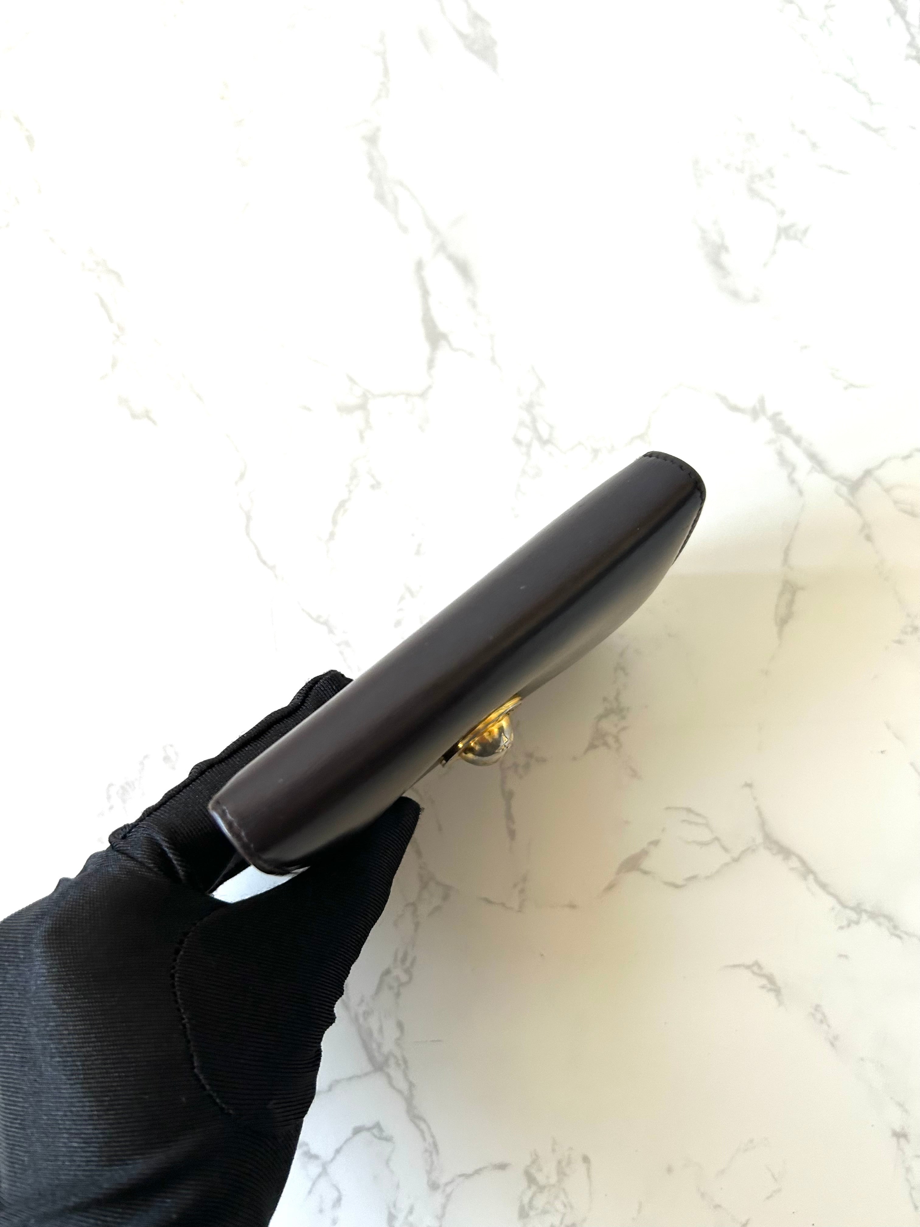 CELINE rare dark brown planet short wallet / wallet