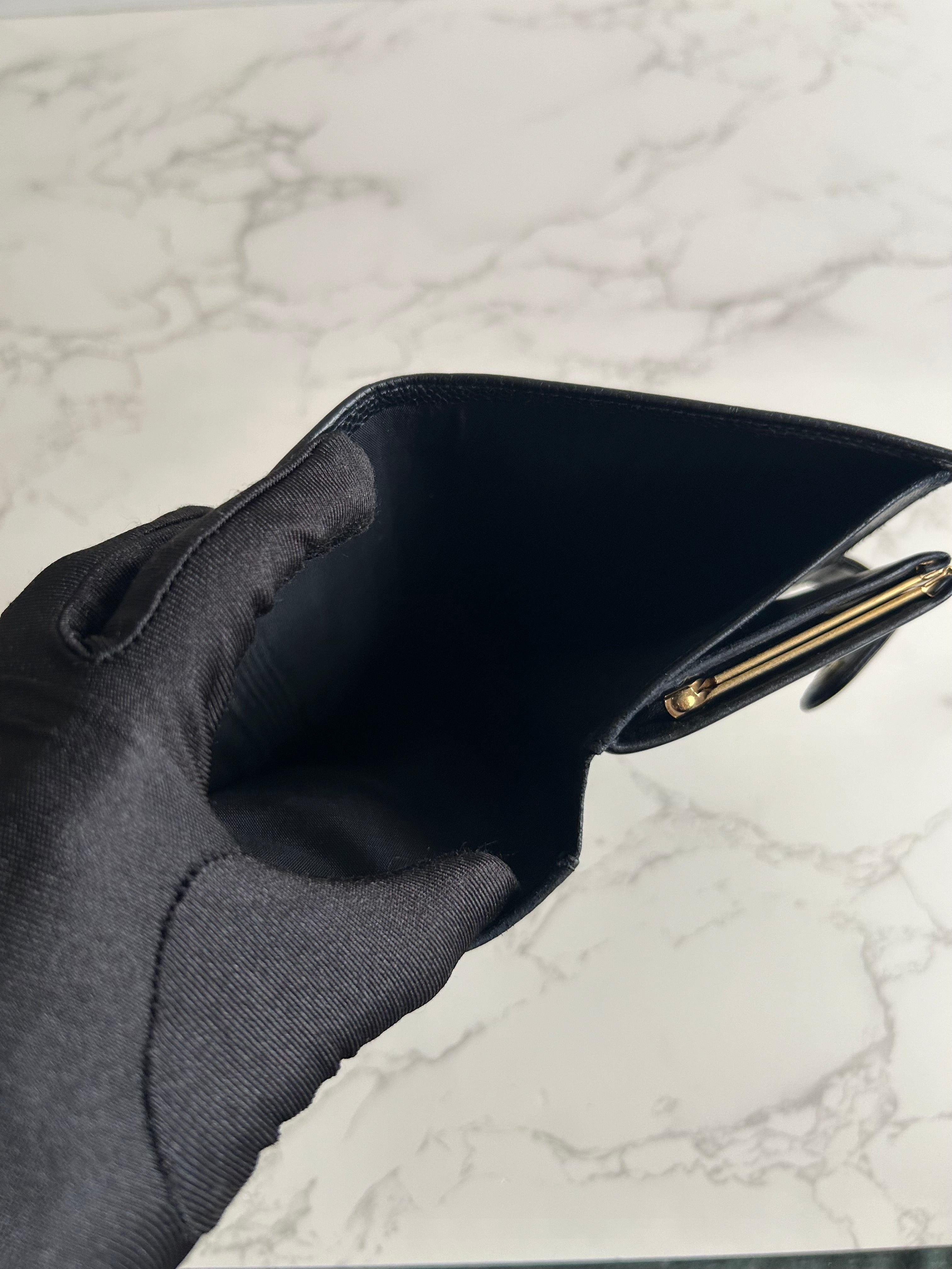 CHANEL Black Classic Caviar Leather Long Wallet/Wallet