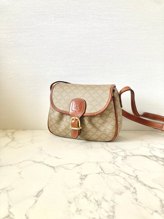 CELINE Macadam Beige Monogram Small Pumpkin Bag