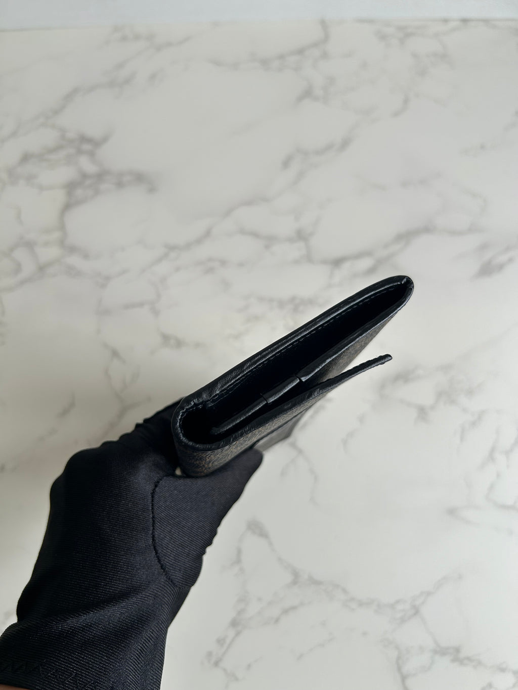 CELINE black monogram leather long wallet/wallet