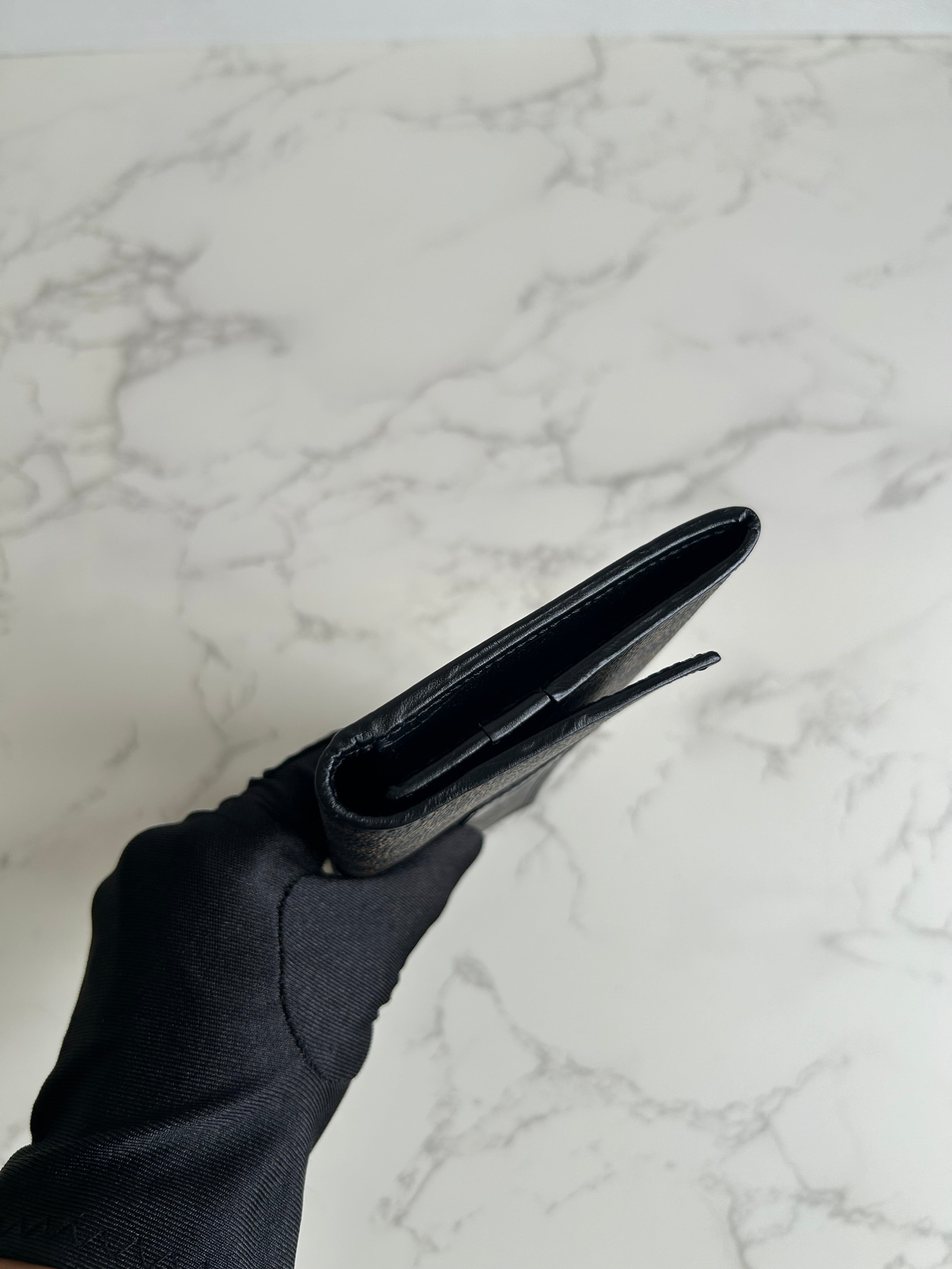 CELINE black monogram leather long wallet/wallet