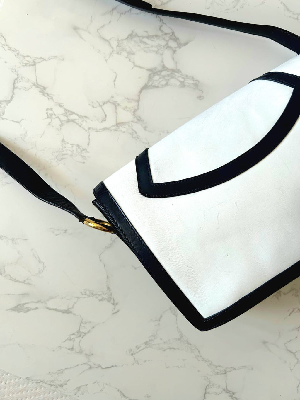 CELINE rare rotating planet blue black and white color side bag / oblique bag