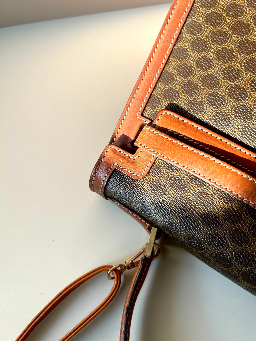 CELINE rare old flower Kelly / side bag / oblique backpack / handbag