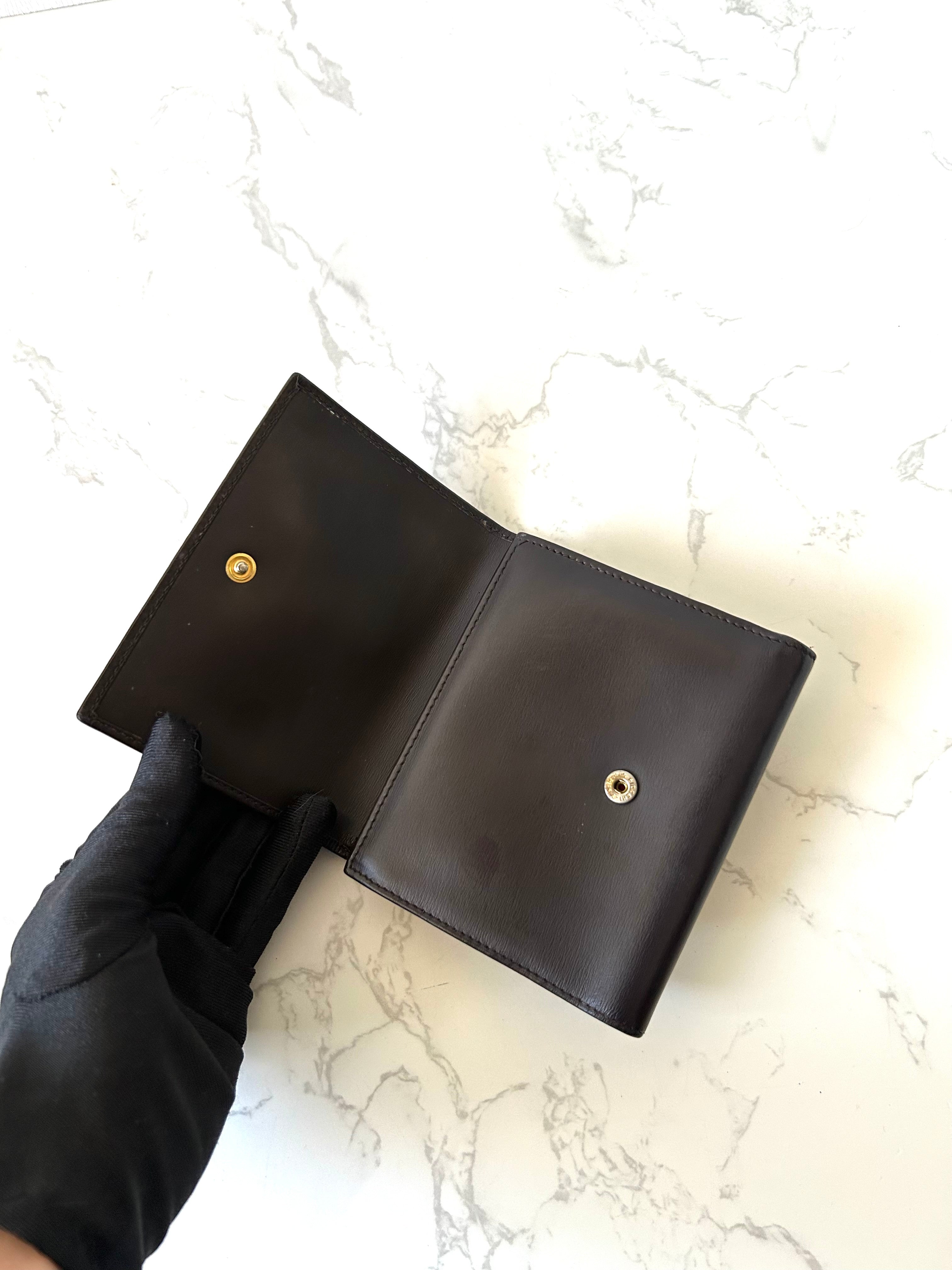 CELINE rare dark brown planet short wallet / wallet