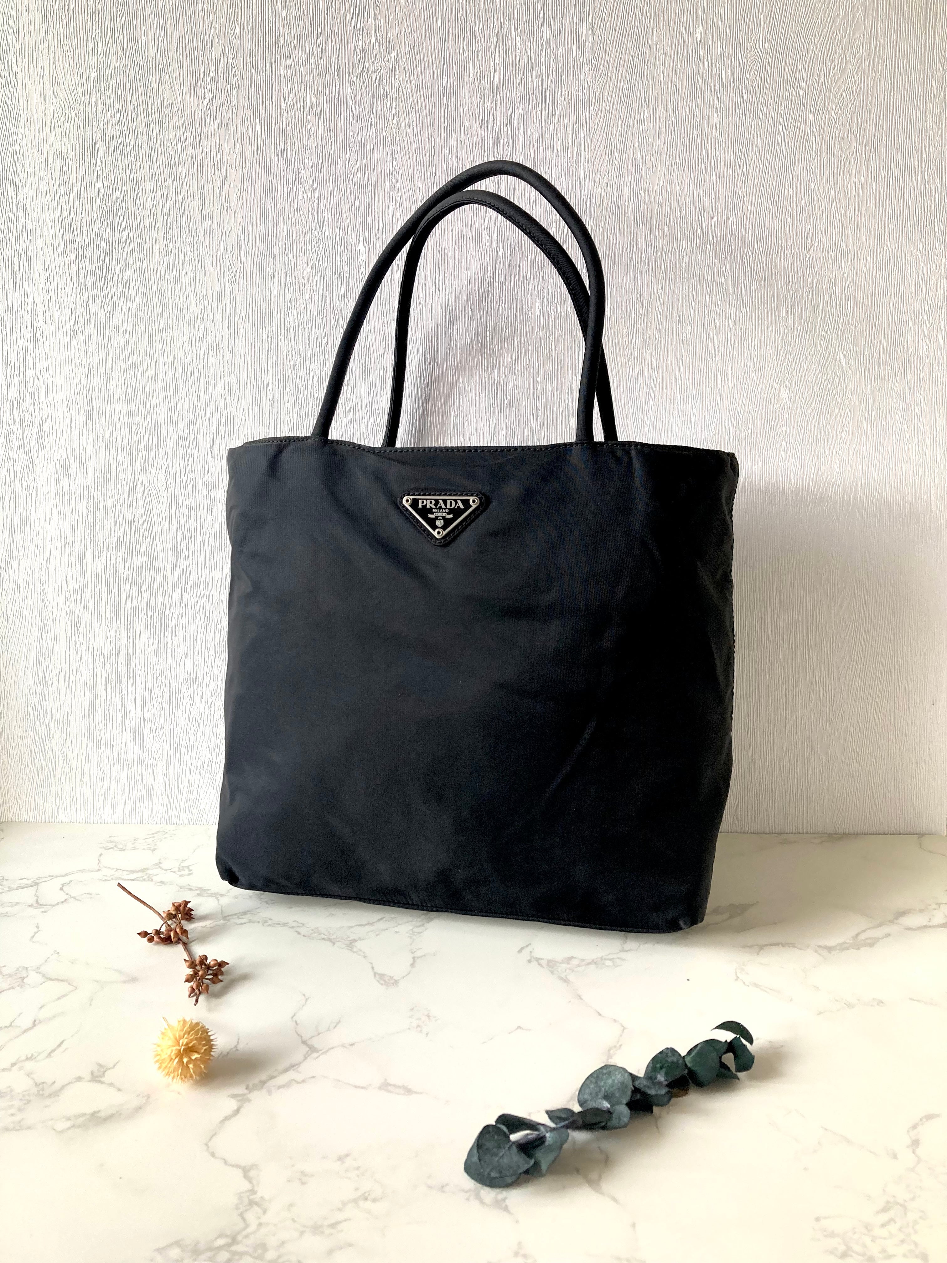 PRADA Nylon Black x Silver Small Tote