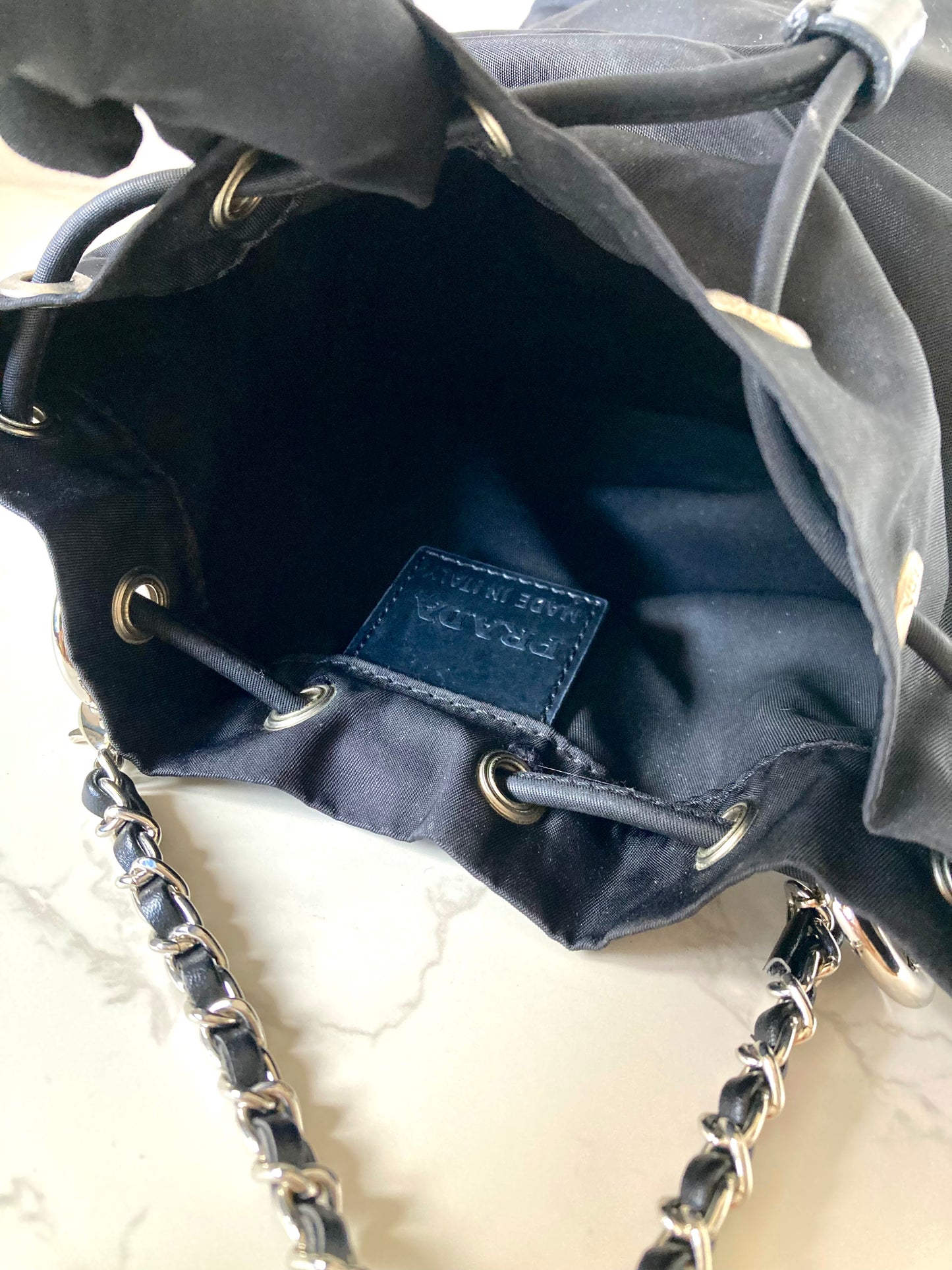 PRADA Black Mini Bucket Chain Crossbody Bag