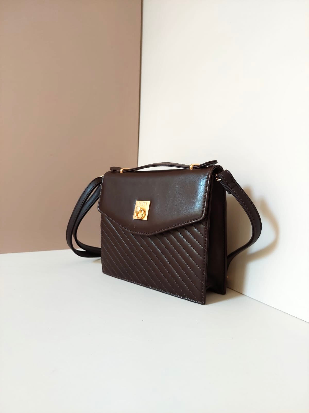 CELINE Rare Brown Mini Envelope Bag / Shoulder Bag / Crossbody Bag / Handbag