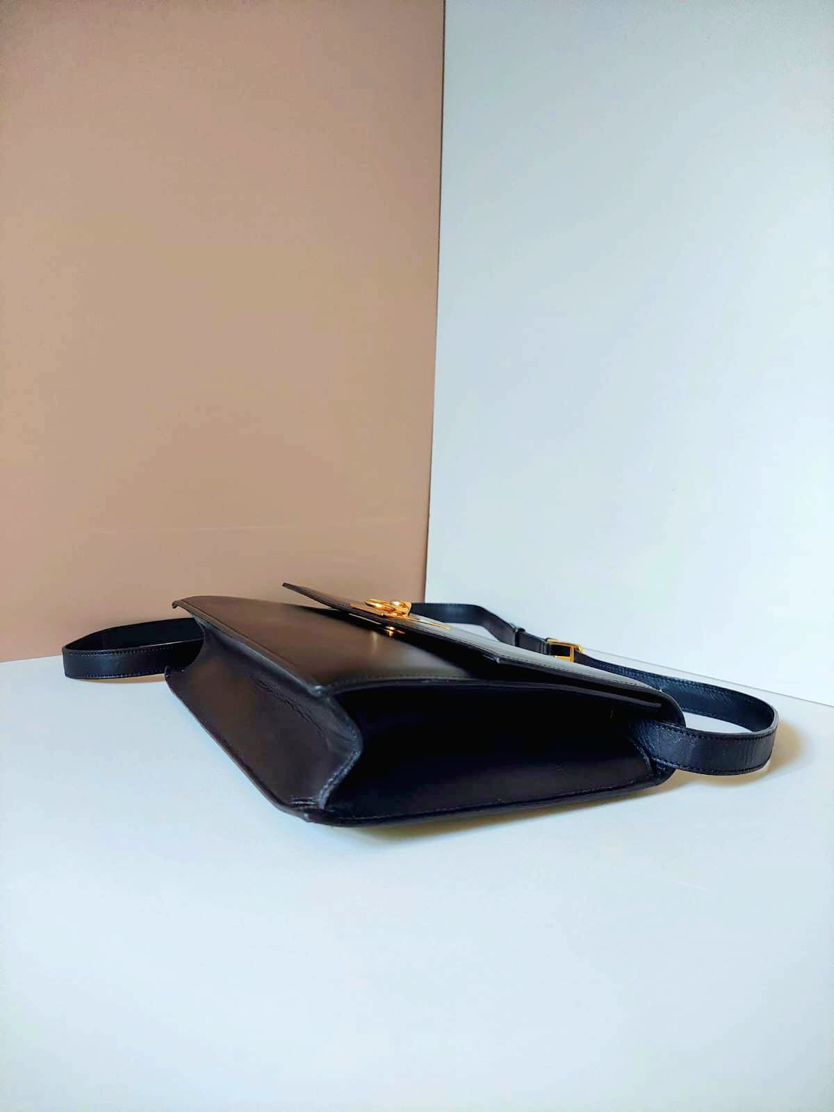 CELINE black gold ring envelope box small clutch/side bag/crossbody bag