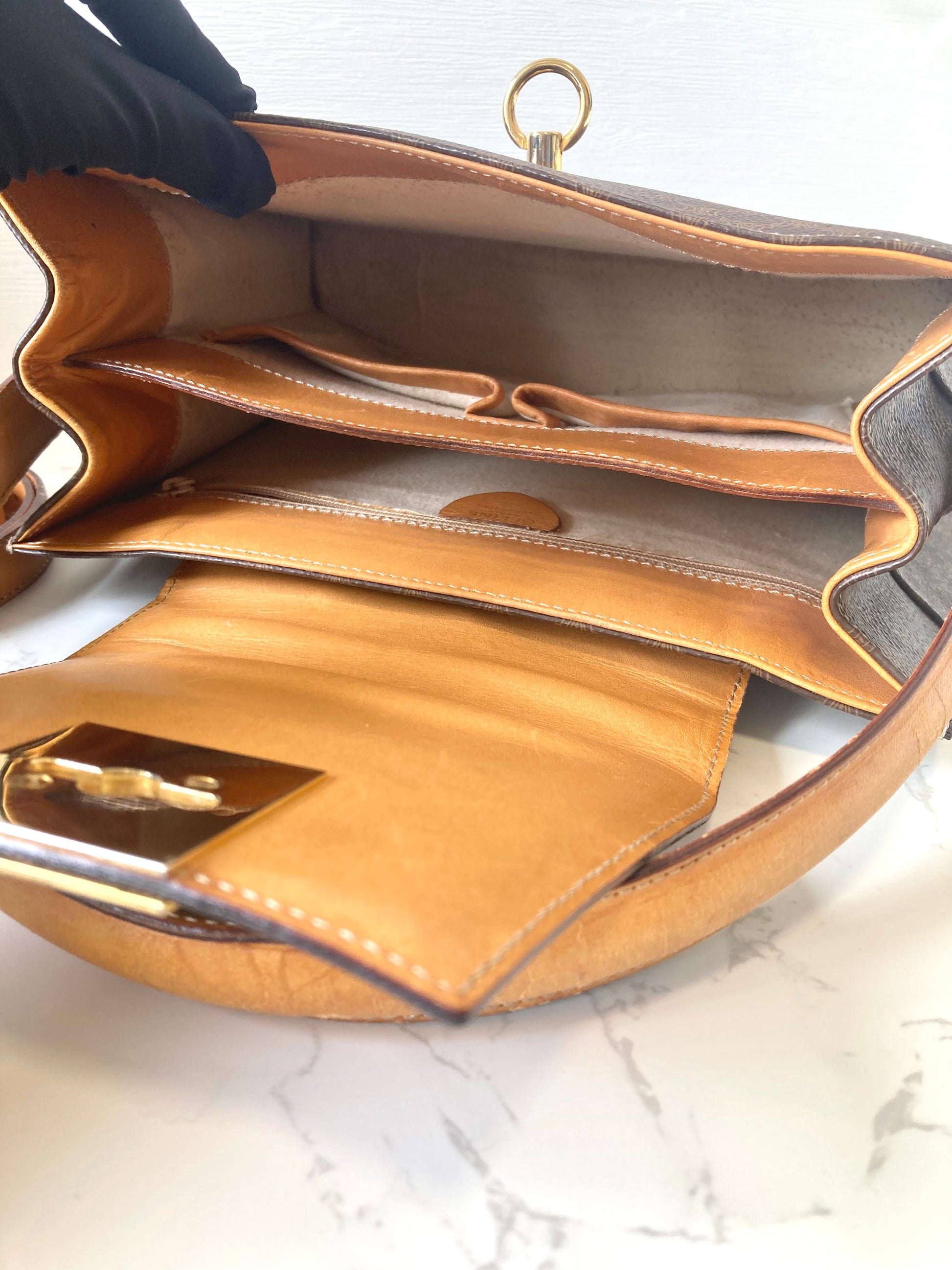 CELINE Rare Monogram Kelly Two-Way Handbag / Shoulder Bag