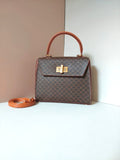 CELINE Coffee-colored presbyopic rotating buckle Kelly bag/side bag/crossbody bag/handbag
