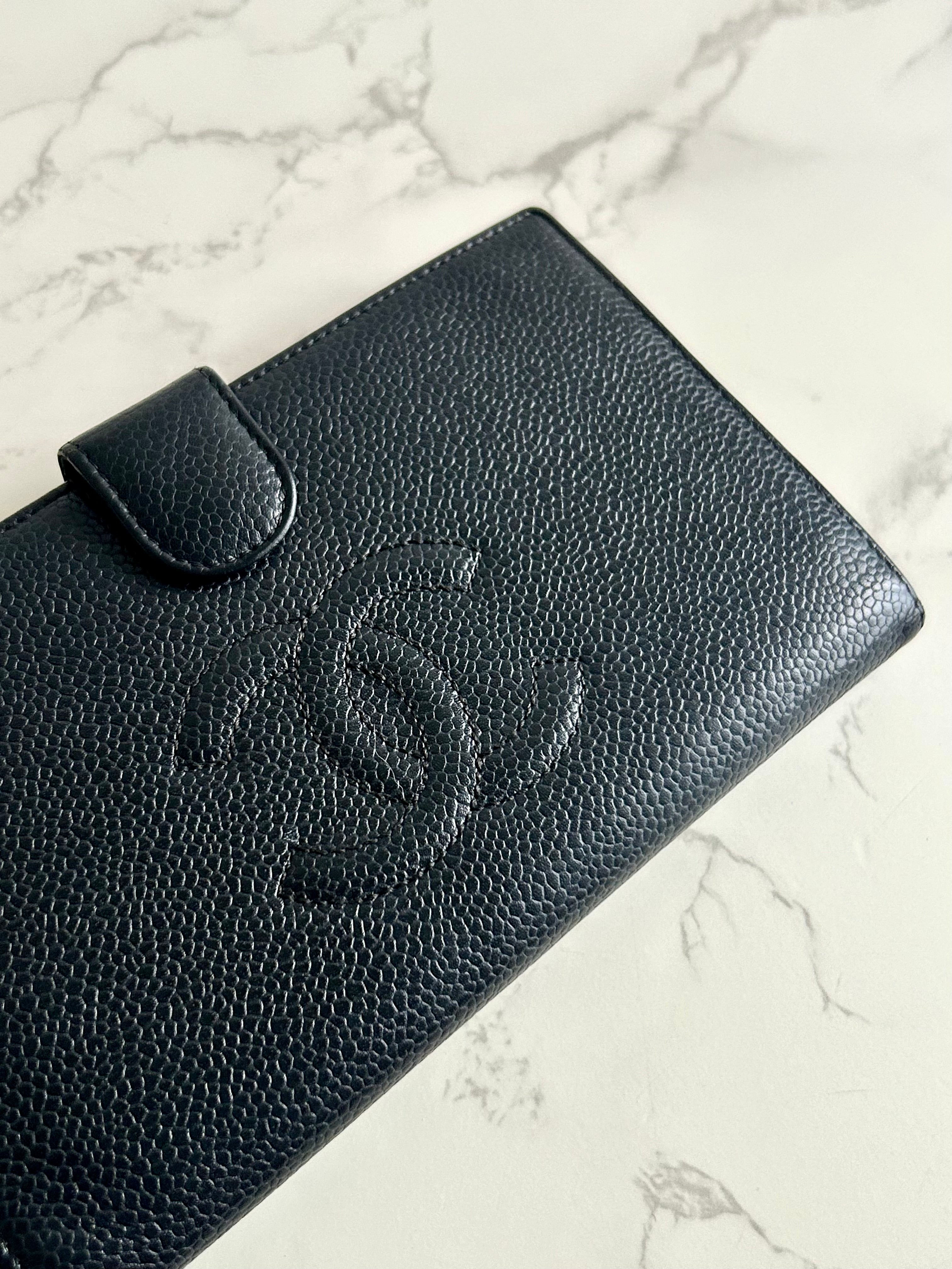 CHANEL Black Classic Caviar Leather Long Wallet/Wallet