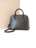 CELINE rare black old flower shell leather bag / side bag / oblique bag