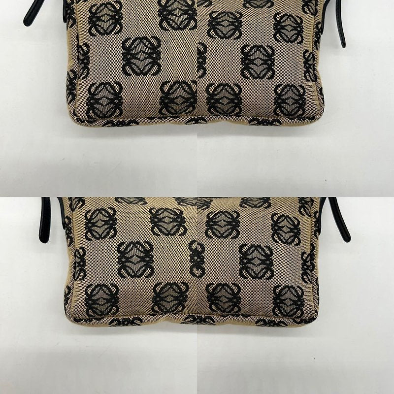 LOEWE rare coffee black old flower side backpack / underarm bag / handbag