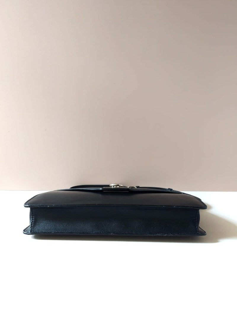 CELINE black silver ring envelope box small clutch/side bag/crossbody bag