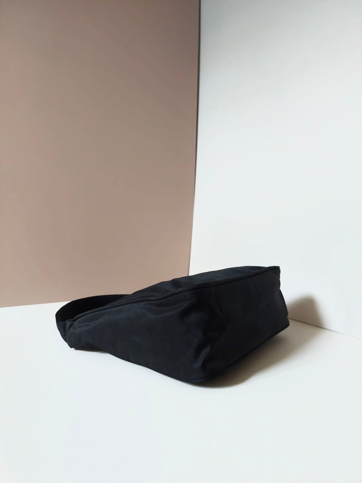 PRADA Black Silver Triangle Hobo Shoulder Bag/Underarm Bag/Side Bag