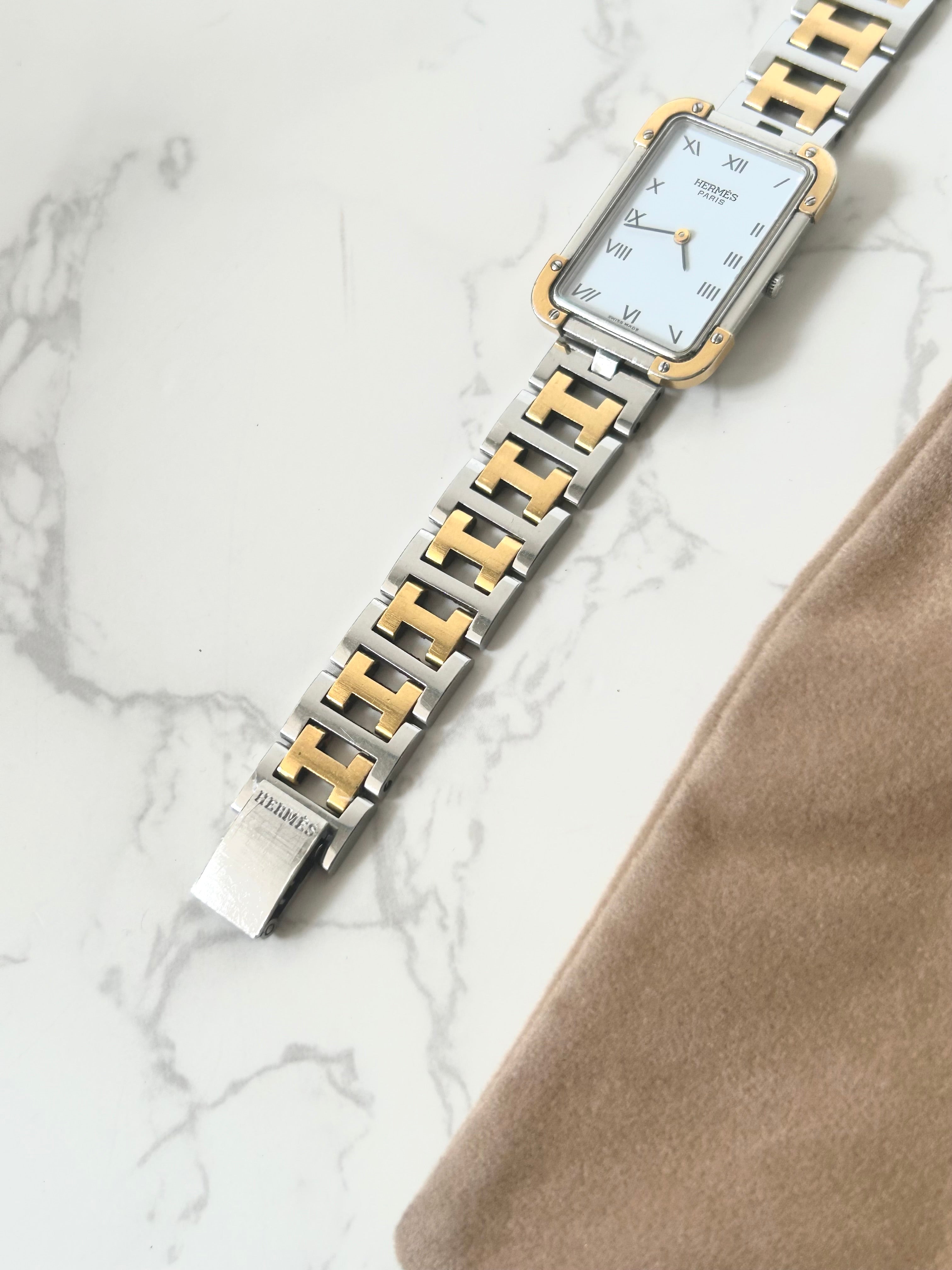 HERMES rare Croisiere gold and silver bracelet men's and women's watch