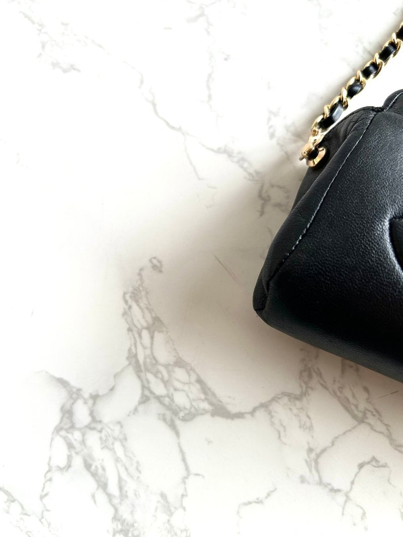 Chanel black leather second-hand bag crossbody bag shoulder bag side backpack second-hand bag