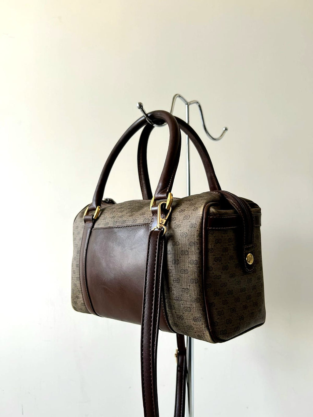 GUCCI Rare Brown Small Boston Bag/Side Bag/Messenger Bag