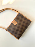 CELINE Brown Old Flower Leather Side Bag/Messenger Bag/Clutch Bag