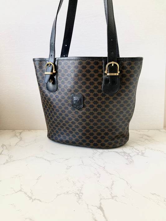 CELINE Rare Black Triomphe Monogram Tote Bag