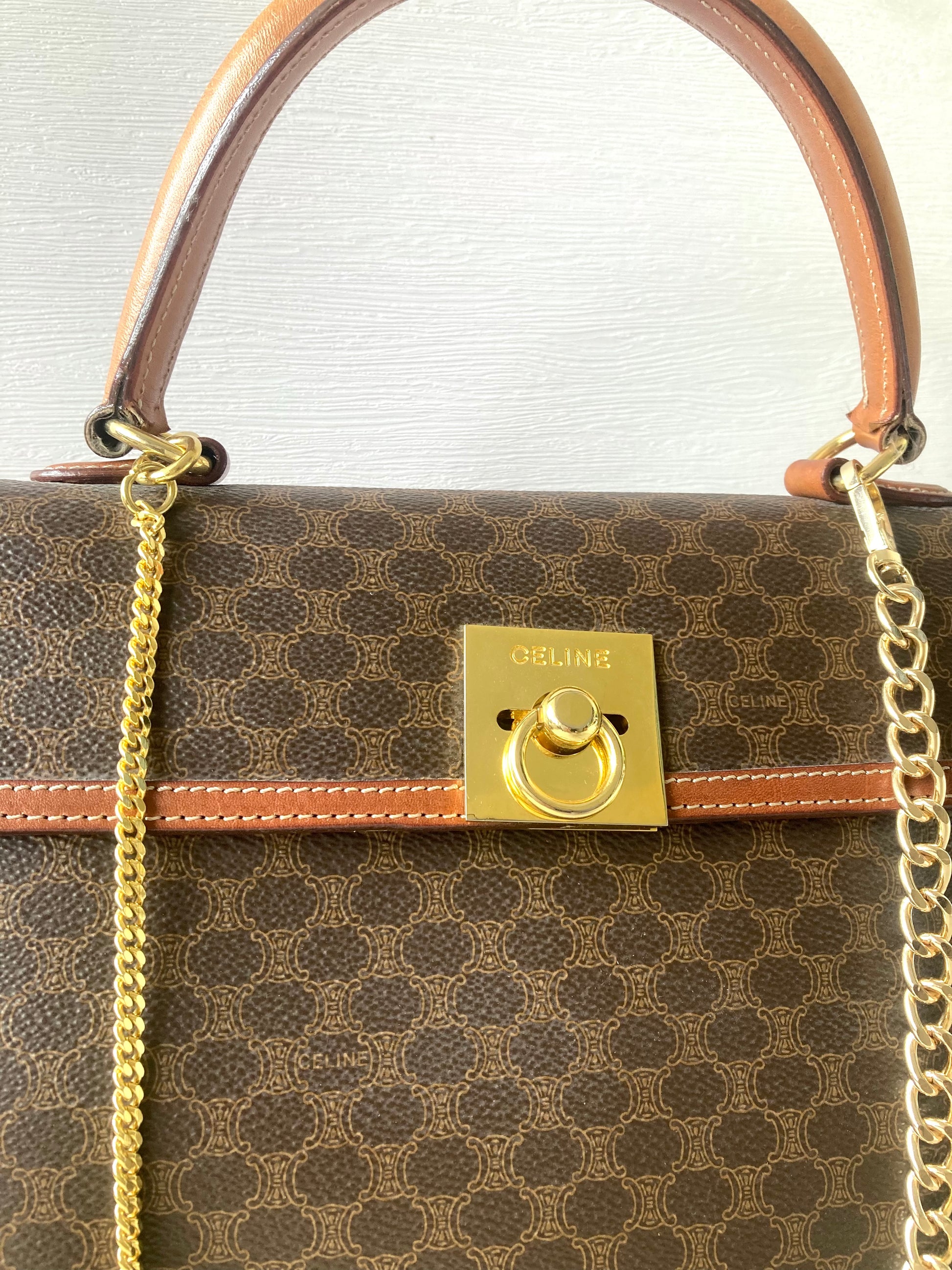 CELINE Two-way Kelly Monogram Handbag / Crossbody Bag