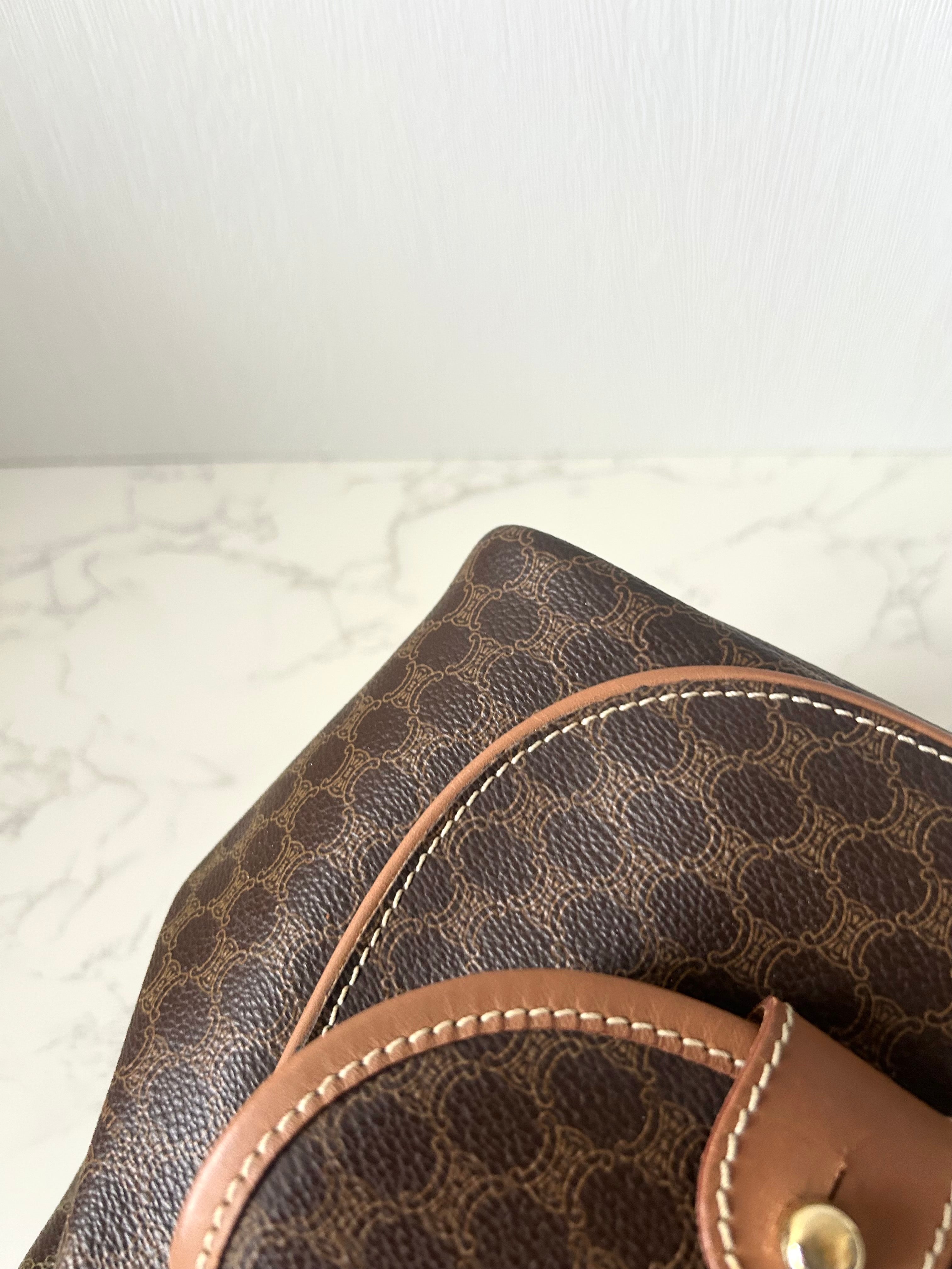 CELINE Rare Brown Monogram Flap Leather Backpack