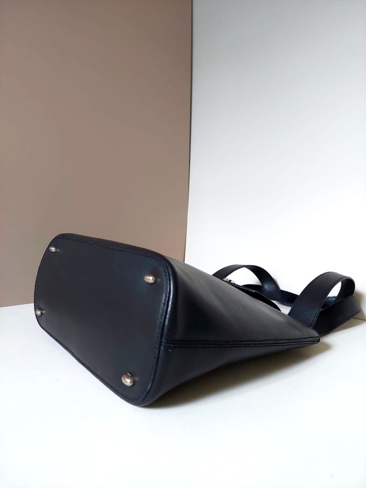CELINE black silver swivel buckle leather tote bag/side bag/handbag