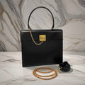 CELINE rare gold bracelet black gold buckle small Kelly leather side bag / handbag - Japanese second-hand Vintage