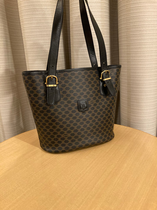 CELINE Black Macadam Small Tote