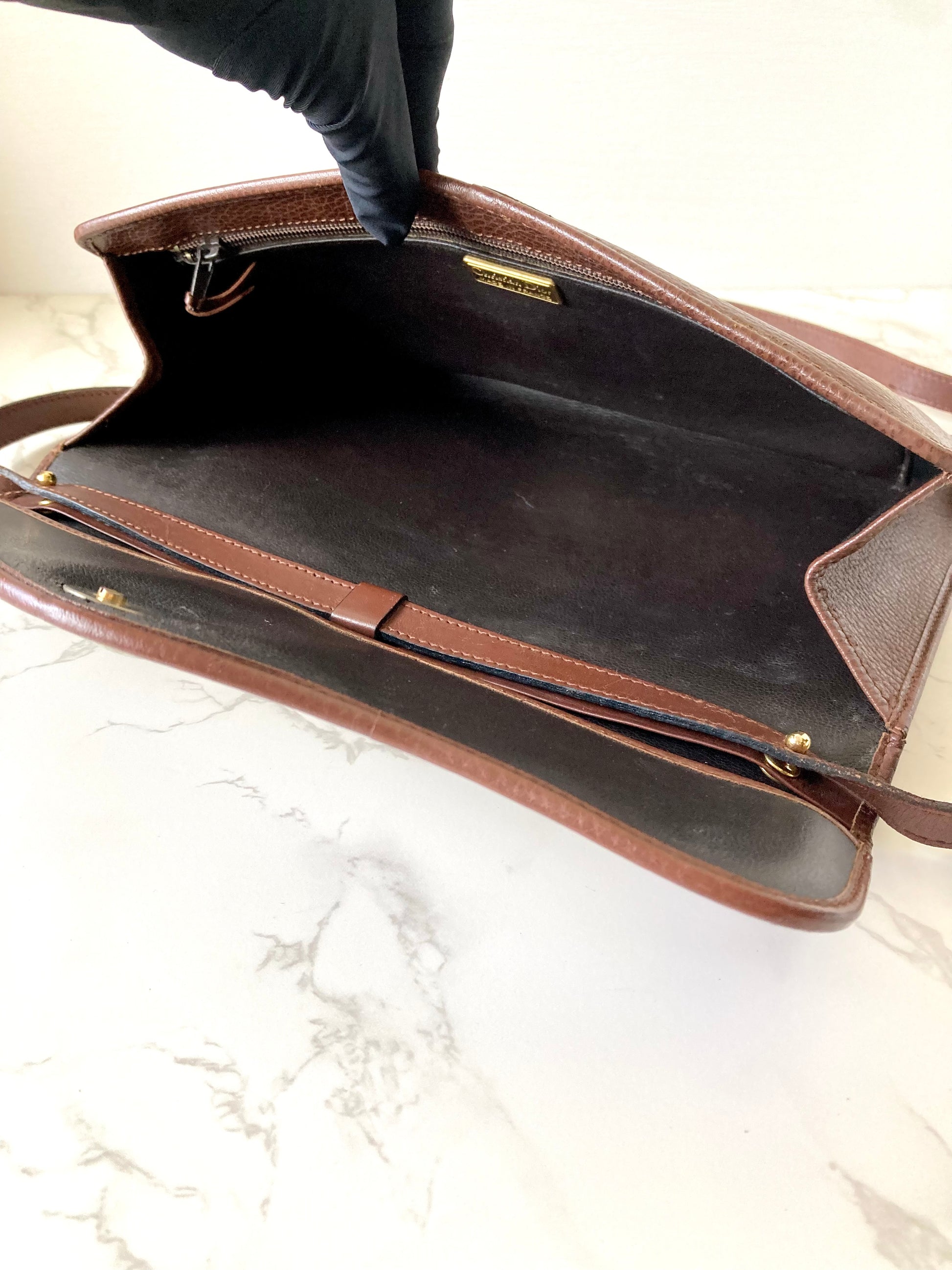 CHRISTIAN DIOR Rare Brown x Gold Egg Crossbody Bag