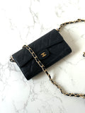CHANEL Black Caviar Leather Gold Label WOC Long Wallet / Side Bag / Crossbody Bag