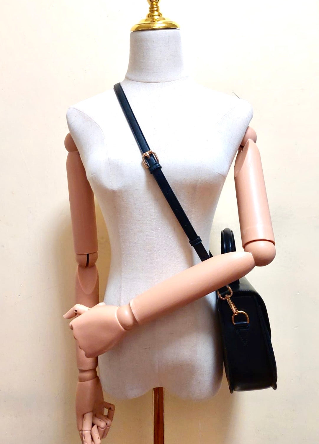 CELINE rare black half moon Kelly crossbody bag / side backpack / handbag