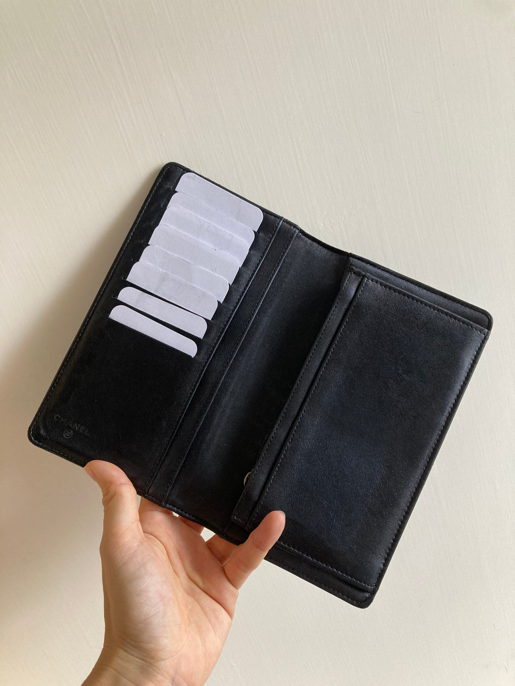 CHANEL Camellia Silver CC Long Wallet (with Add-on Chain) 