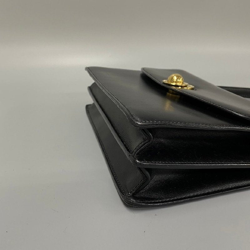 CELINE rare rotating golden planet black leather small bag / side backpack / underarm bag