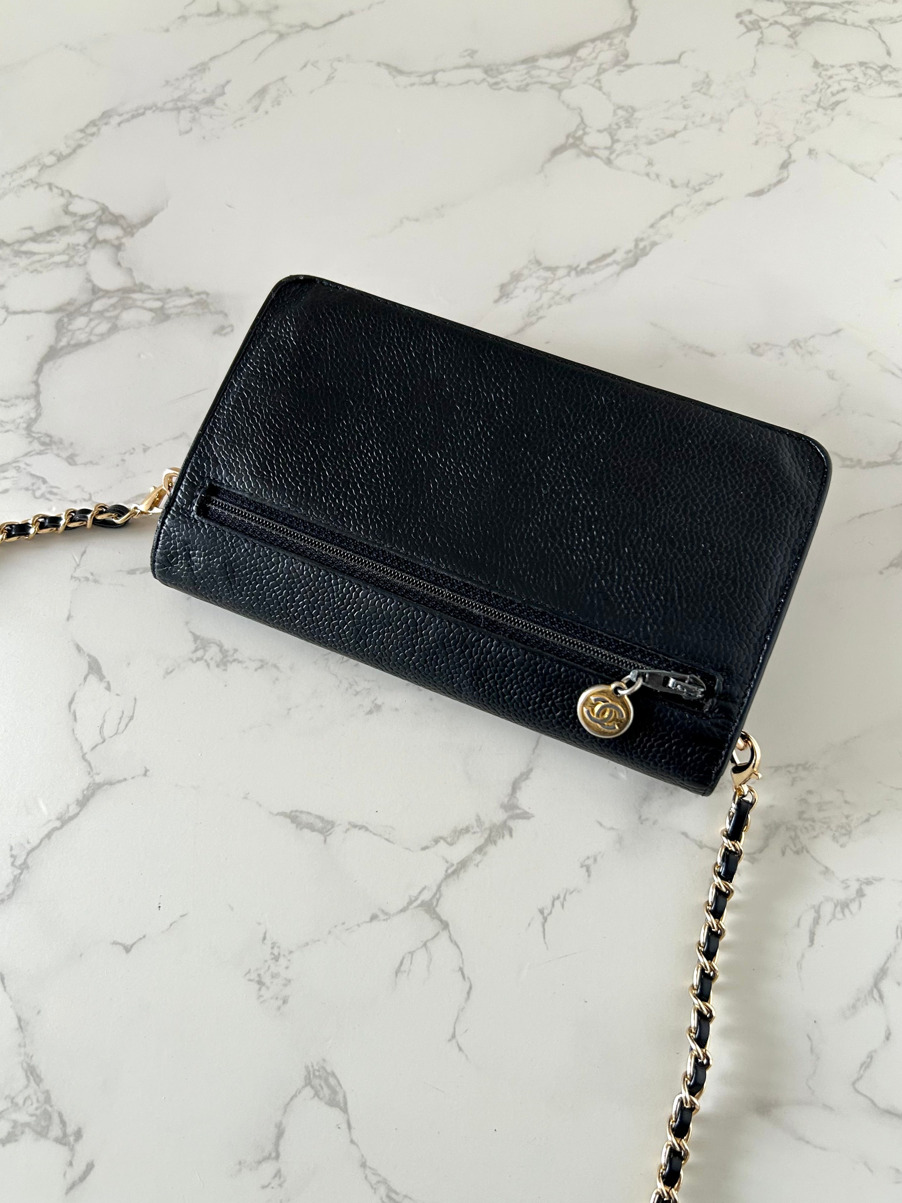 CHANEL Rare Black Caviar Chain WOC/Side Bag/Messenger Bag