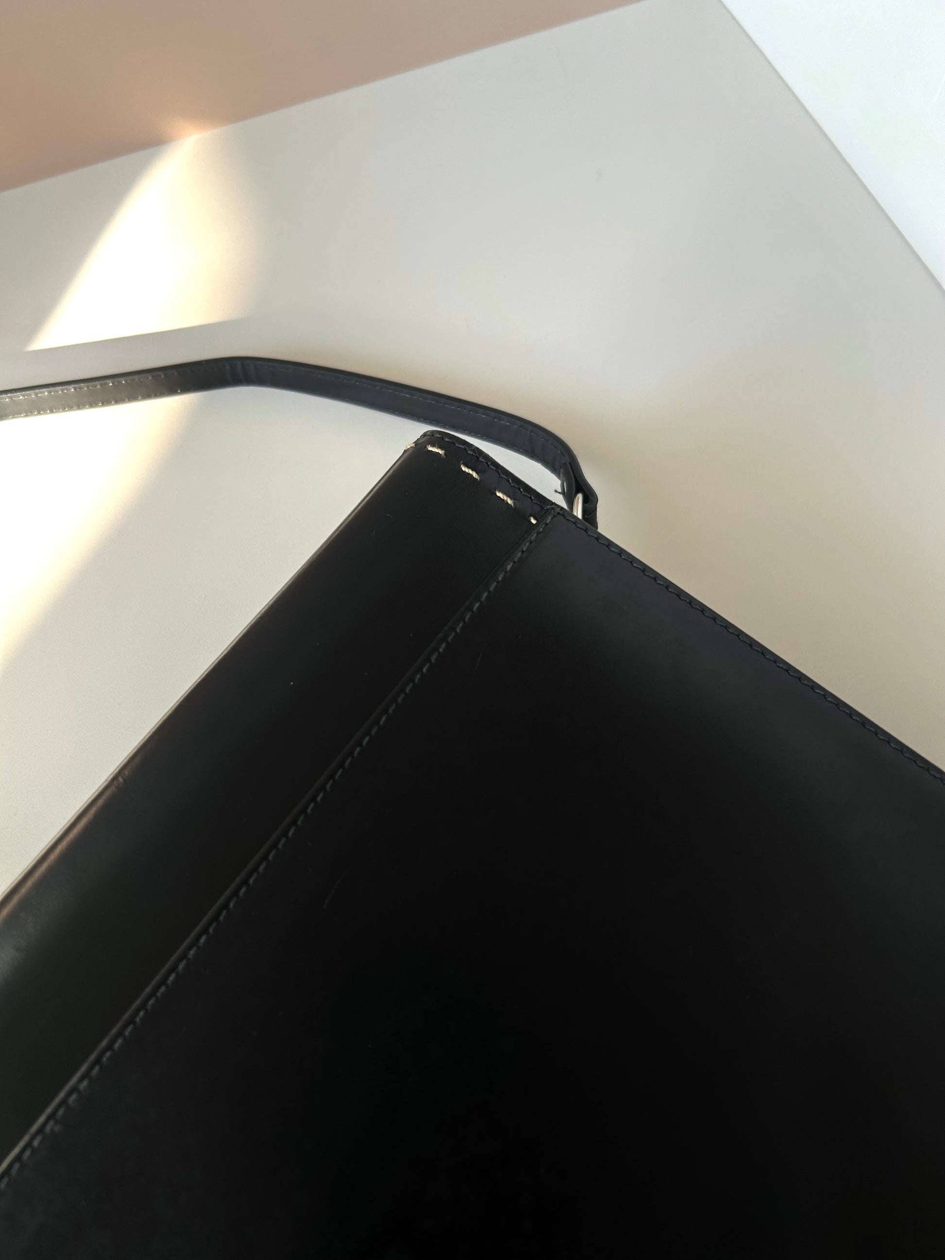 CELINE Rare Planet Black Silver Leather Envelope Bag/Side Bag/Messenger Bag