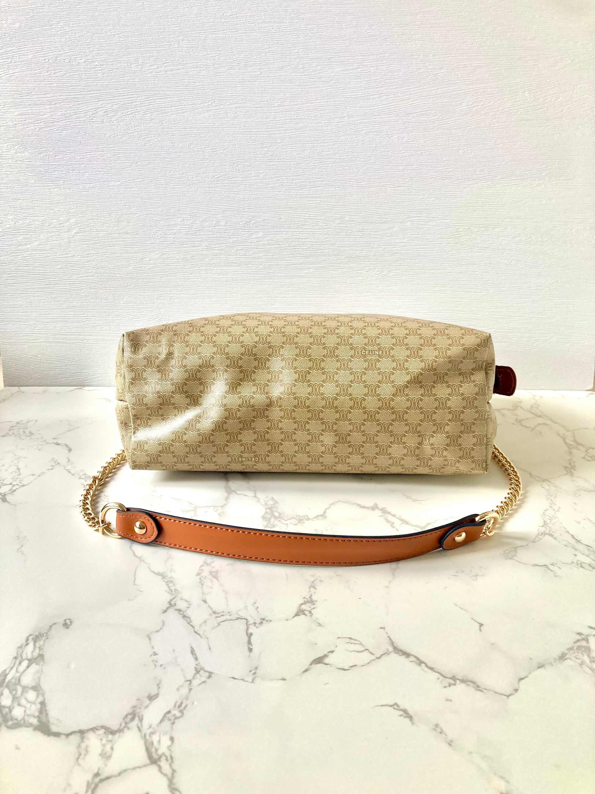 CELINE Beige Monogram Cloud Clutch Chain Bag (Add-on)