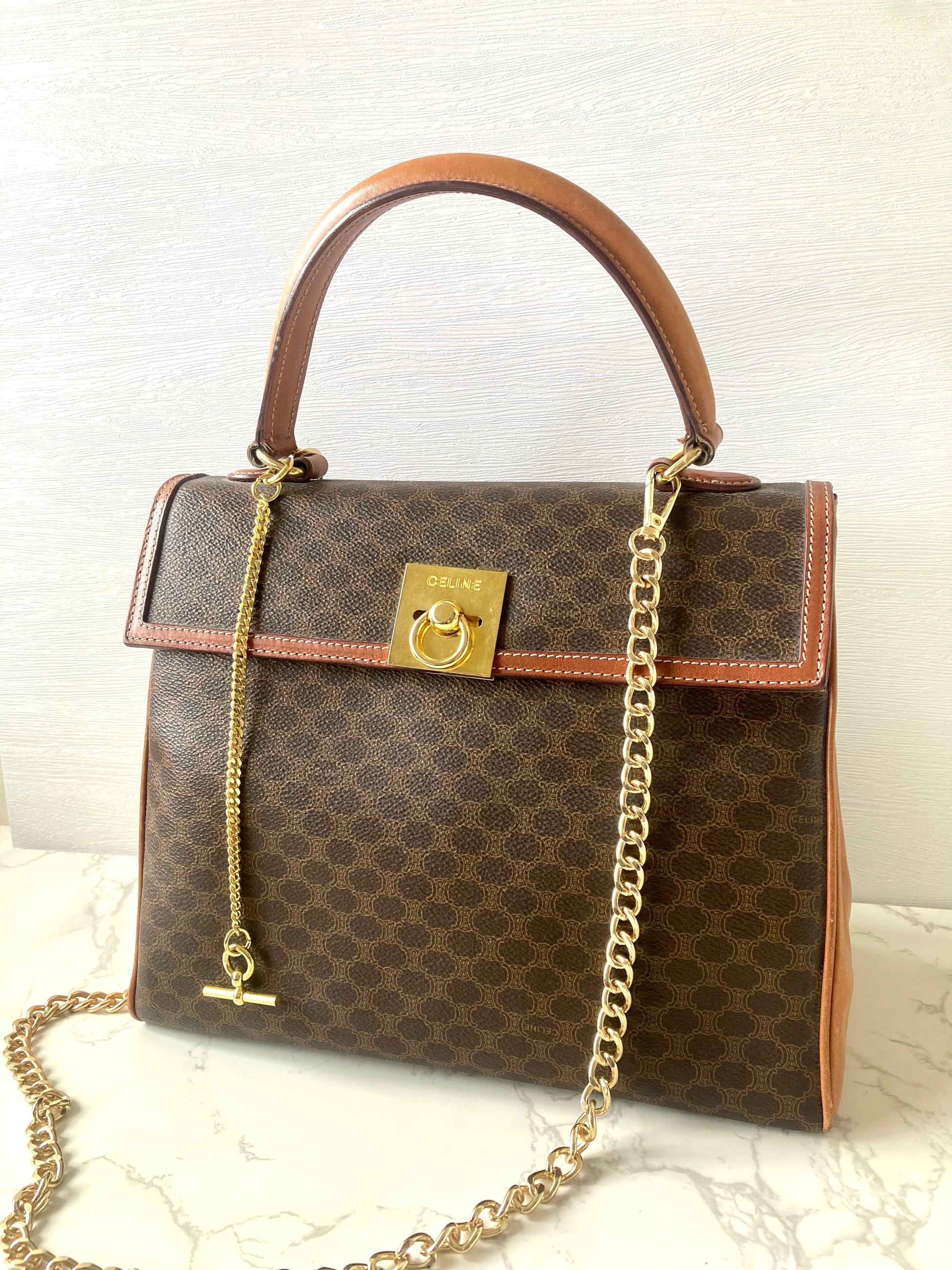 CELINE Two-way Kelly Monogram Handbag / Crossbody Bag