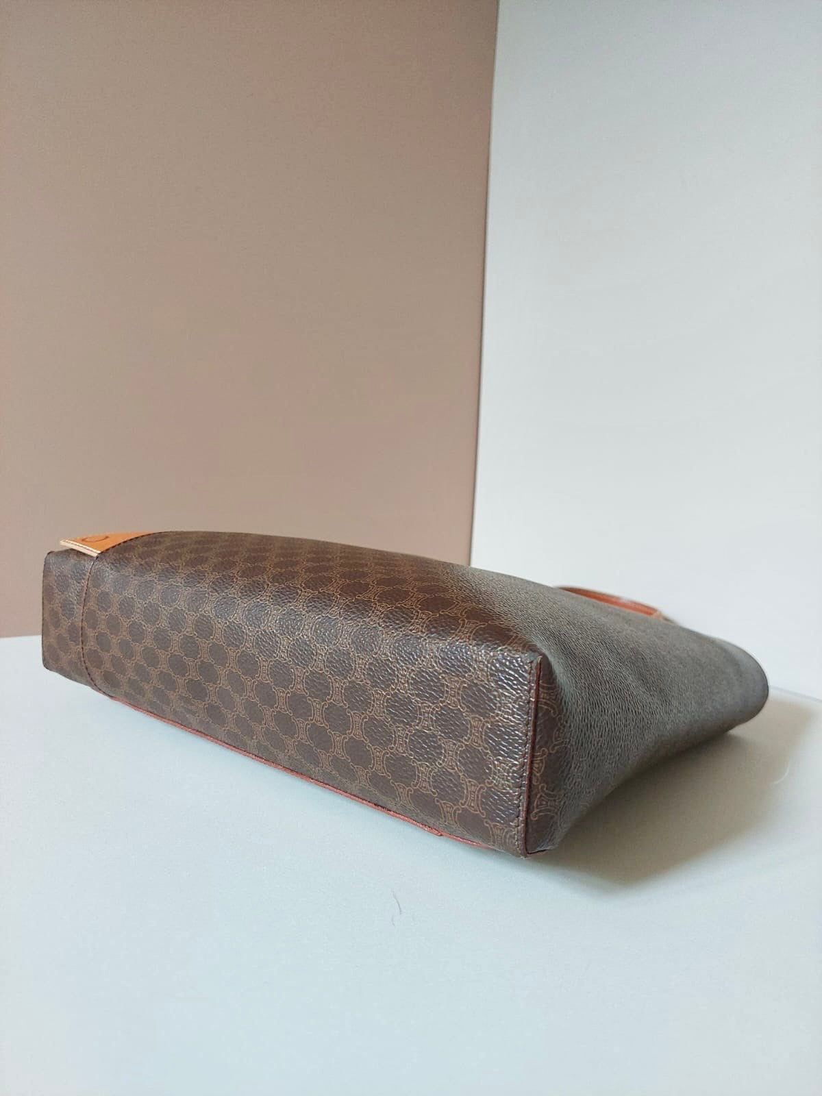 CELINE rare brown old flower leather tote bag / handbag - Japanese second-hand Vintage