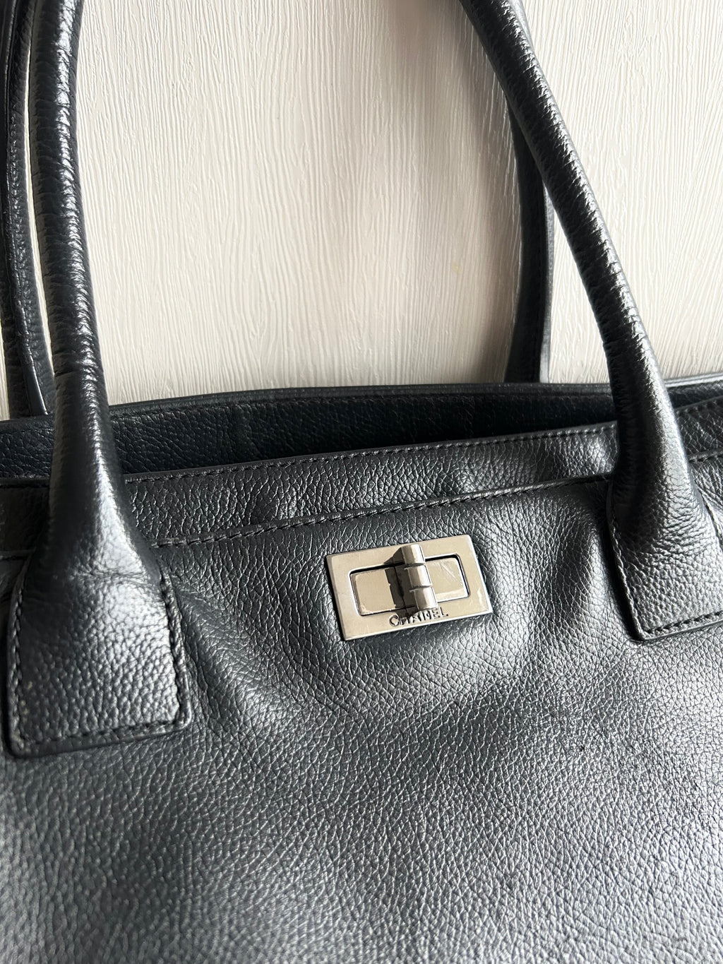 Chanel 復刻黑銀旋轉扣Executive Tote 托特包 單肩包 側背包 中古包
