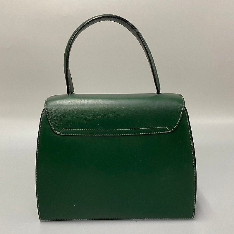 CELINE rare rotating gold planet green leather small bag / handbag