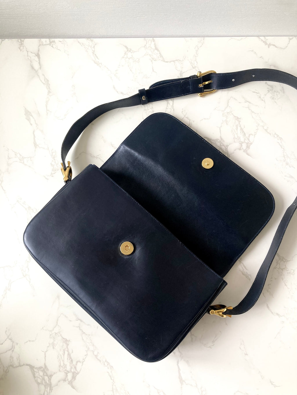 CELINE Black x Gold Horse Carriage Crossbody Bag